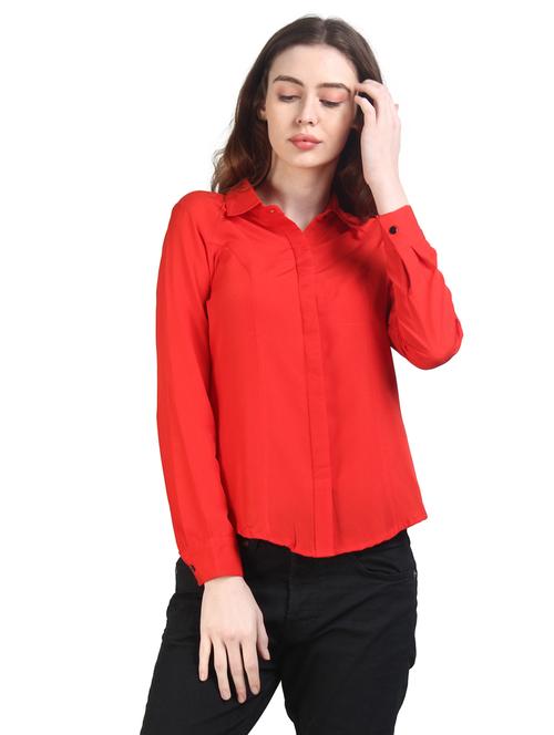 red solid regular shirt - 16397076 - Standard Image - 0