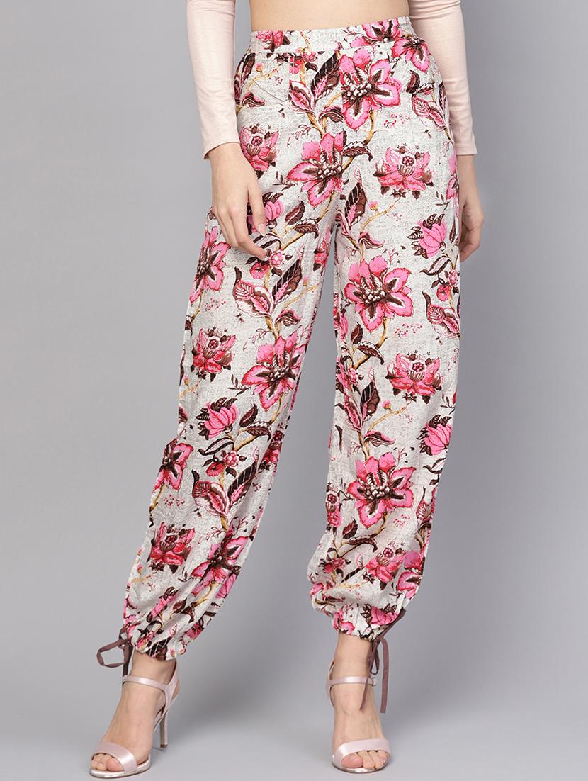 tie knot hem floral joggers - 16399440 - Zoom Image - 0