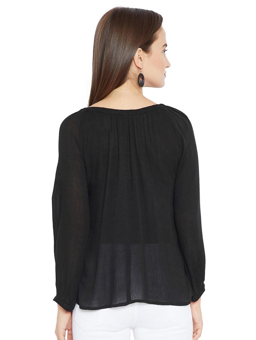women's straight tie-up neck top - 16409472 - Zoom Image - 2