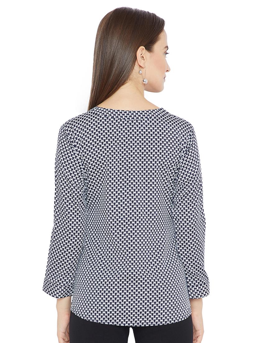 women's a line mandarin neck top - 16409485 - Standard Image - 2