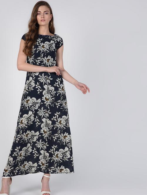 boat neck floral maxi dress - 16422342 - Very Small Image - 1