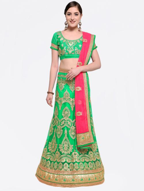 embroidered contrast lehenga - 16428602 - Very Small Image - 1