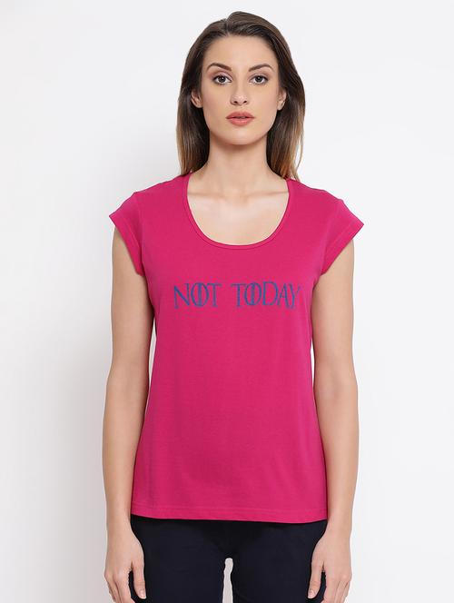 scoop neck slogan tee  - 16436767 - Very Small Image - 1