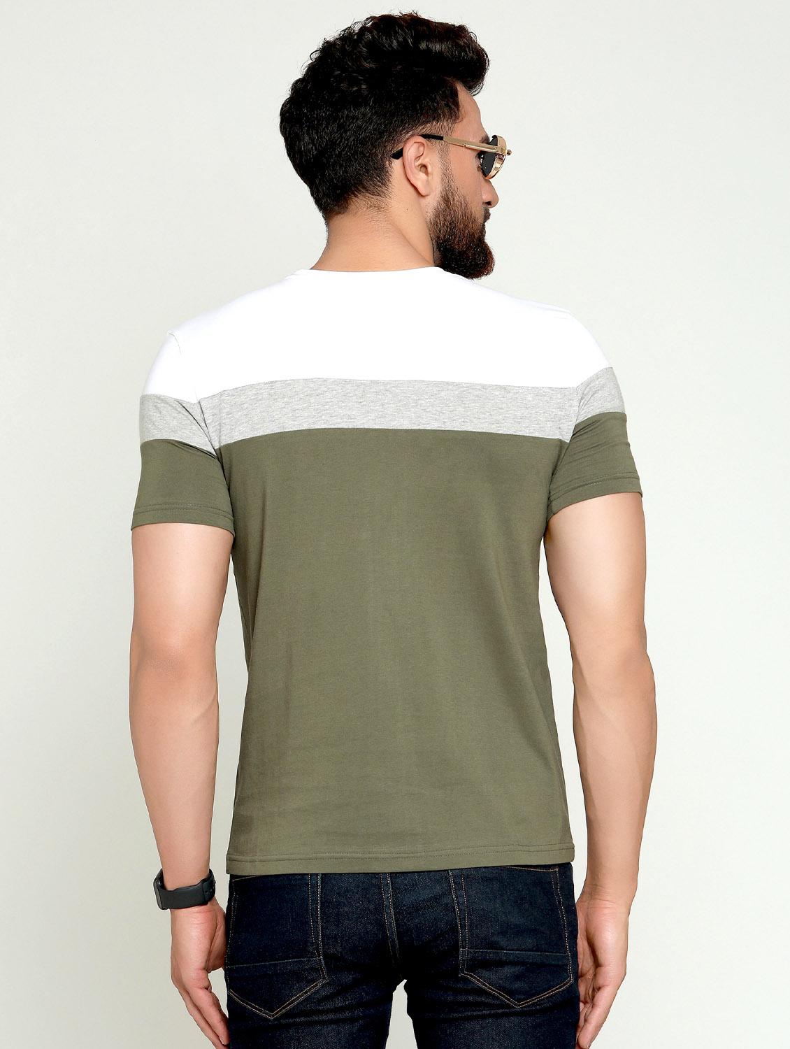 olive green color block t-shirt - 16445116 - Standard Image - 2