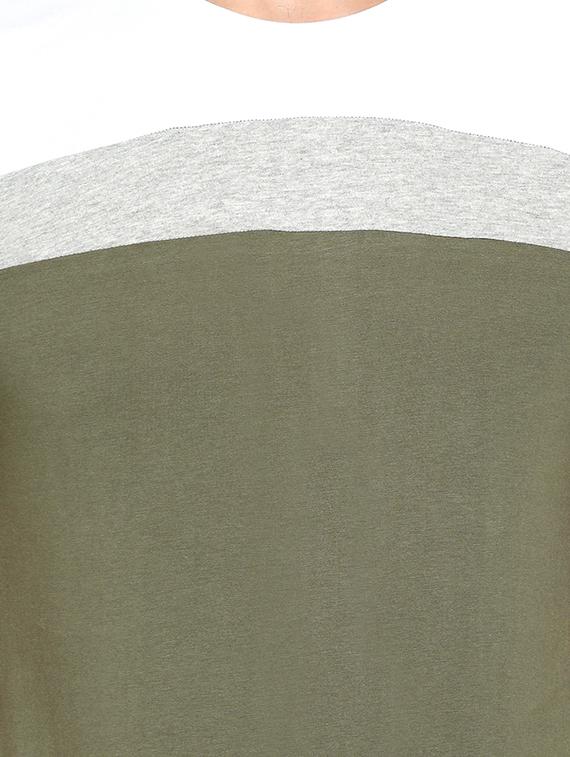 olive green color block t-shirt - 16445116 - Standard Image - 4