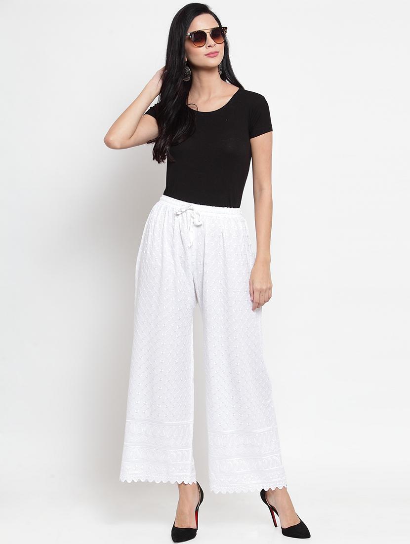 drawstring waist embroidered palazzo - 16490556 - Standard Image - 3