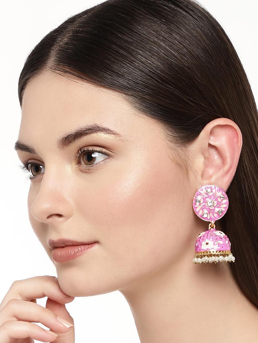 gold metal jhumka earring - 16506477 - Zoom Image - 2