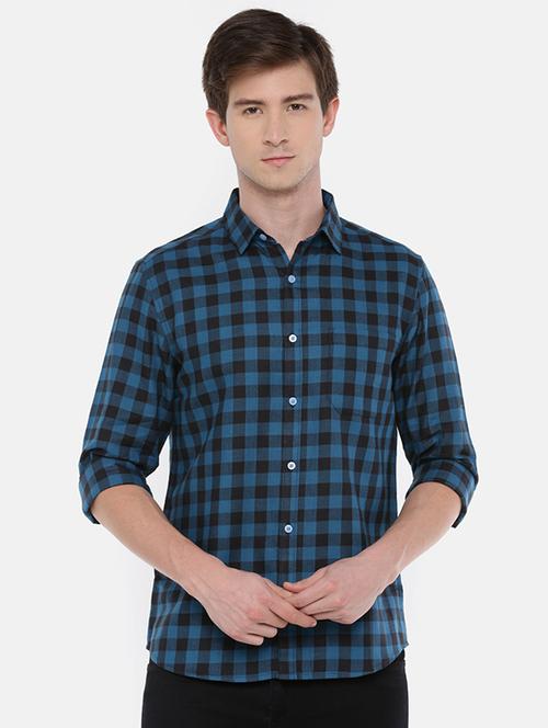 blue checkered casual shirt - 16516653 - Very Small Image - 1