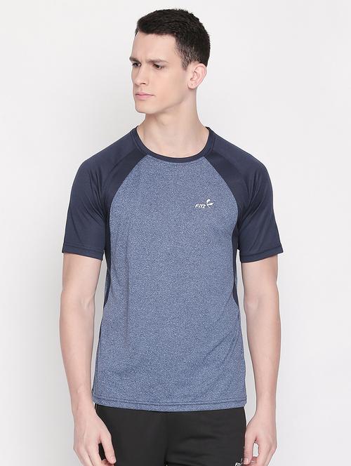 blue color block raglan t-shirt - 16534745 - Very Small Image - 1