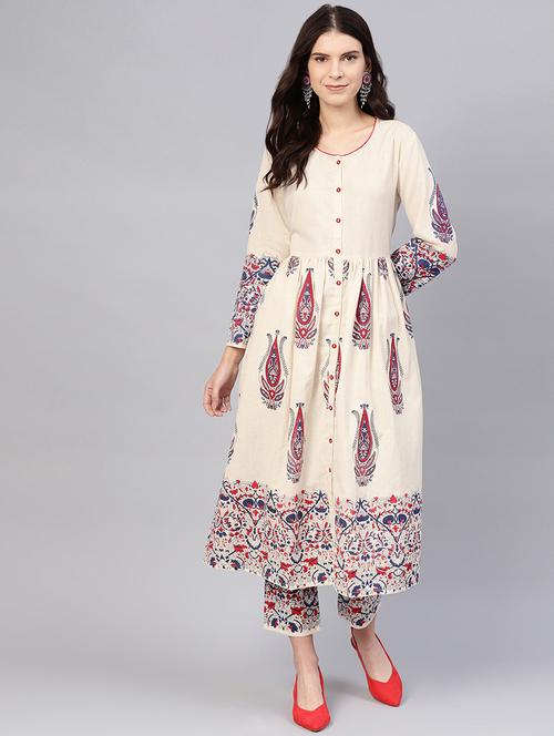 printed kurta pant set - 16546087 - Very Small Image - 1