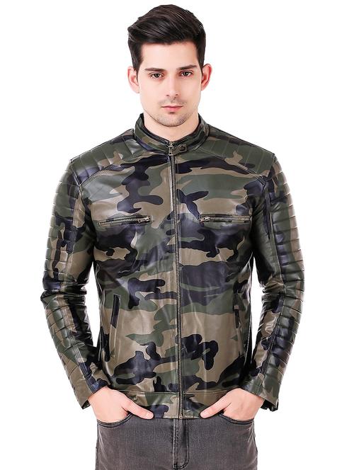 green camouflage printed biker jacket - 16547750 -  Standard Image - 0