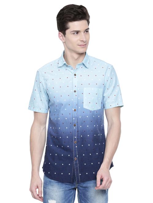 blue printed casual shirt - 16550141 - Very Small Image - 1