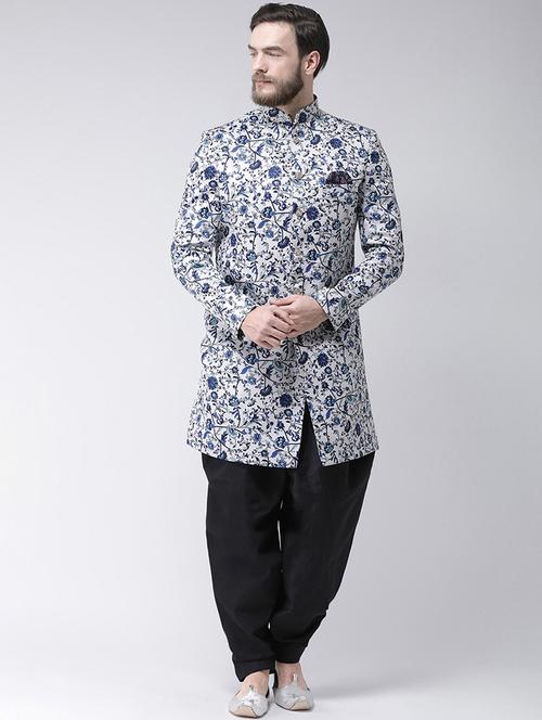 white printed sherwani set - 16566569 - Very Small Image - 1