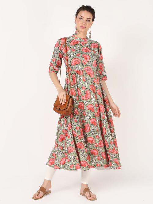 floral flared kurta - 16601596 - Very Small Image - 1
