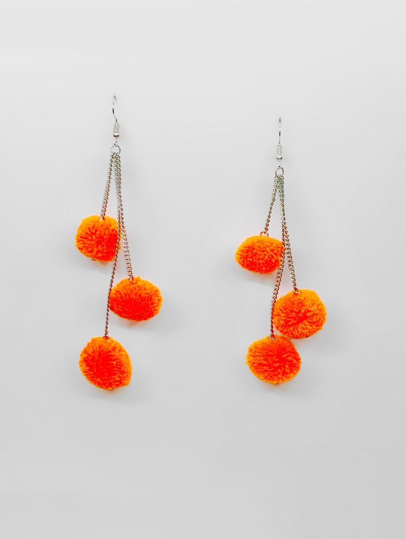 orange cotton drop earring - 16613597 -  Zoom Image - 0