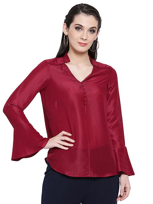mandarin neck bell sleeved top  - 16618614 - Very Small Image - 1