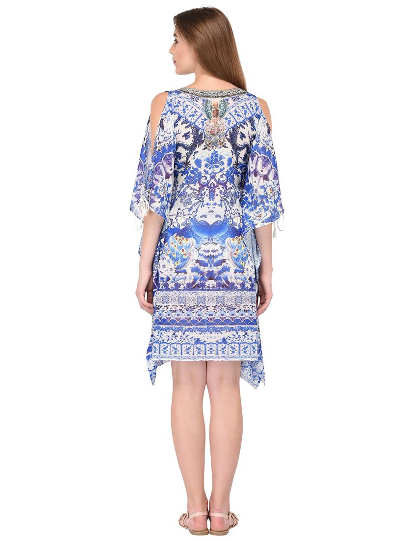 light blue relaxed fit printed kaftan dress - 16633730 - Zoom Image - 2
