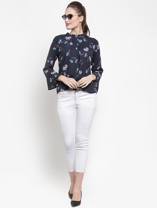 mock neck floral top - 16638098 - Very Small Image - 1