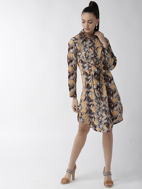 tie knot curved hem snake print a-line dress - 16642815 - Very Small Image - 1