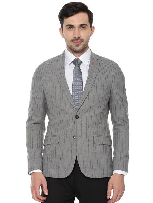 grey striped single breasted formal blazer - 16643071 - Very Small Image - 1