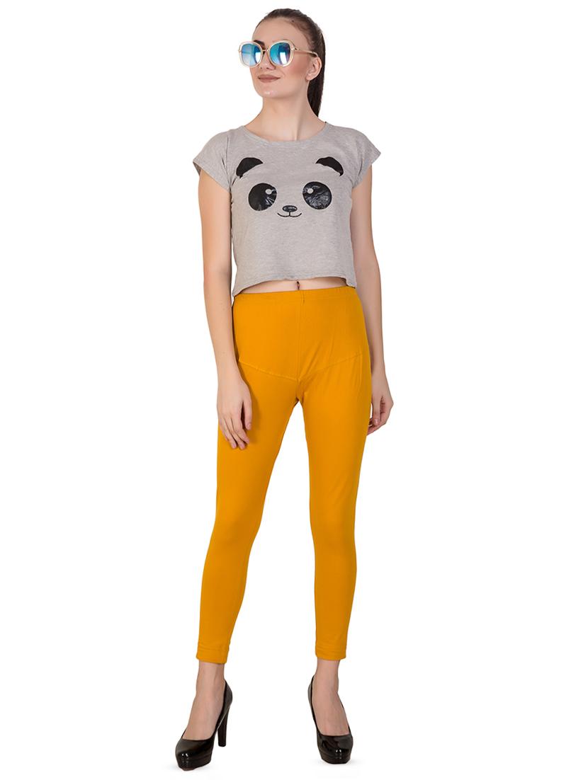yellow solid ankle length leggings - 16646229 - Standard Image - 3