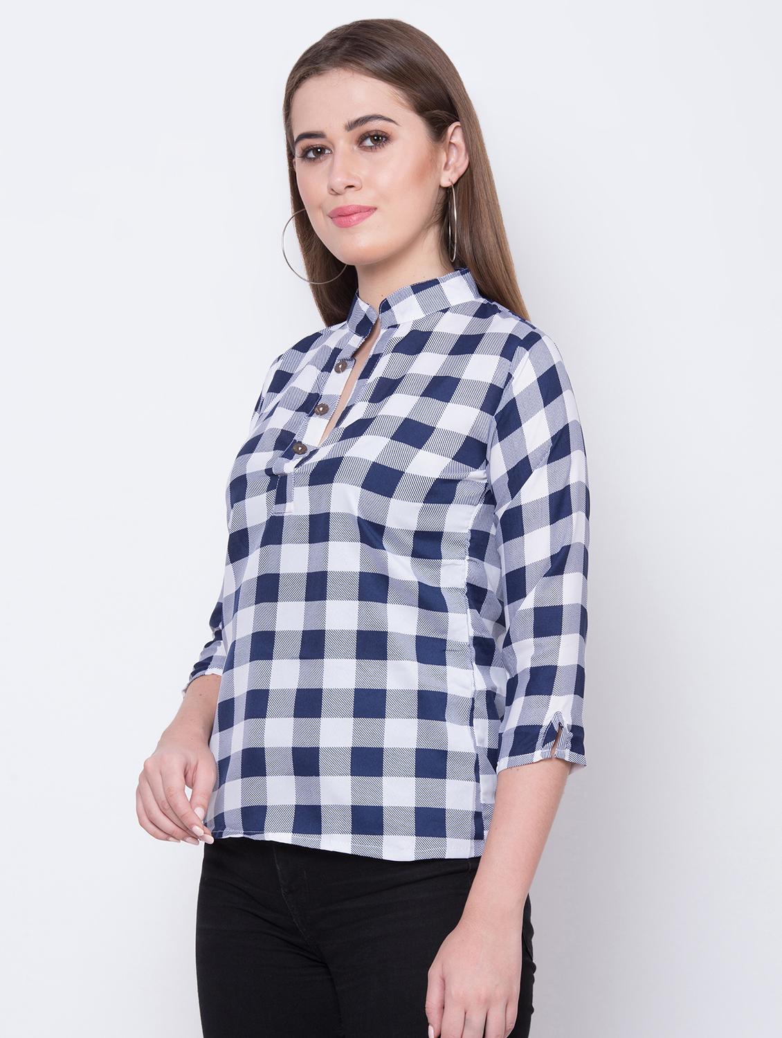 women's straight mandarin neck top - 16649556 - Zoom Image - 2