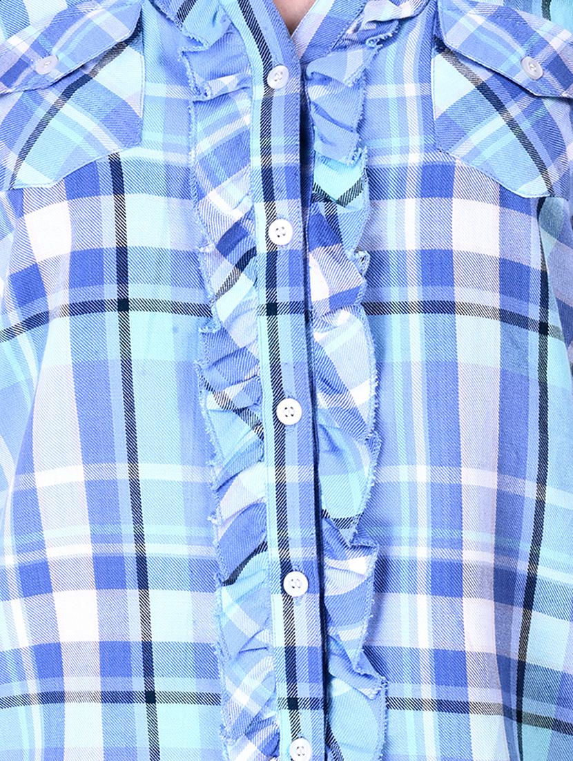 mandarin neck checkered shirt - 16664775 - Standard Image - 3