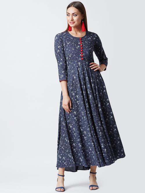 abstract printed flared kurta - 16667414 - Very Small Image - 1