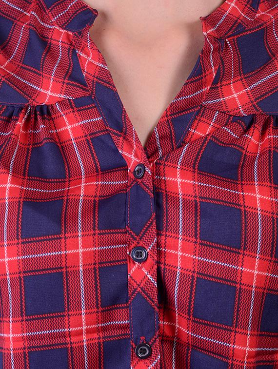 mandarin neck checkered shirt - 16695766 - Standard Image - 4