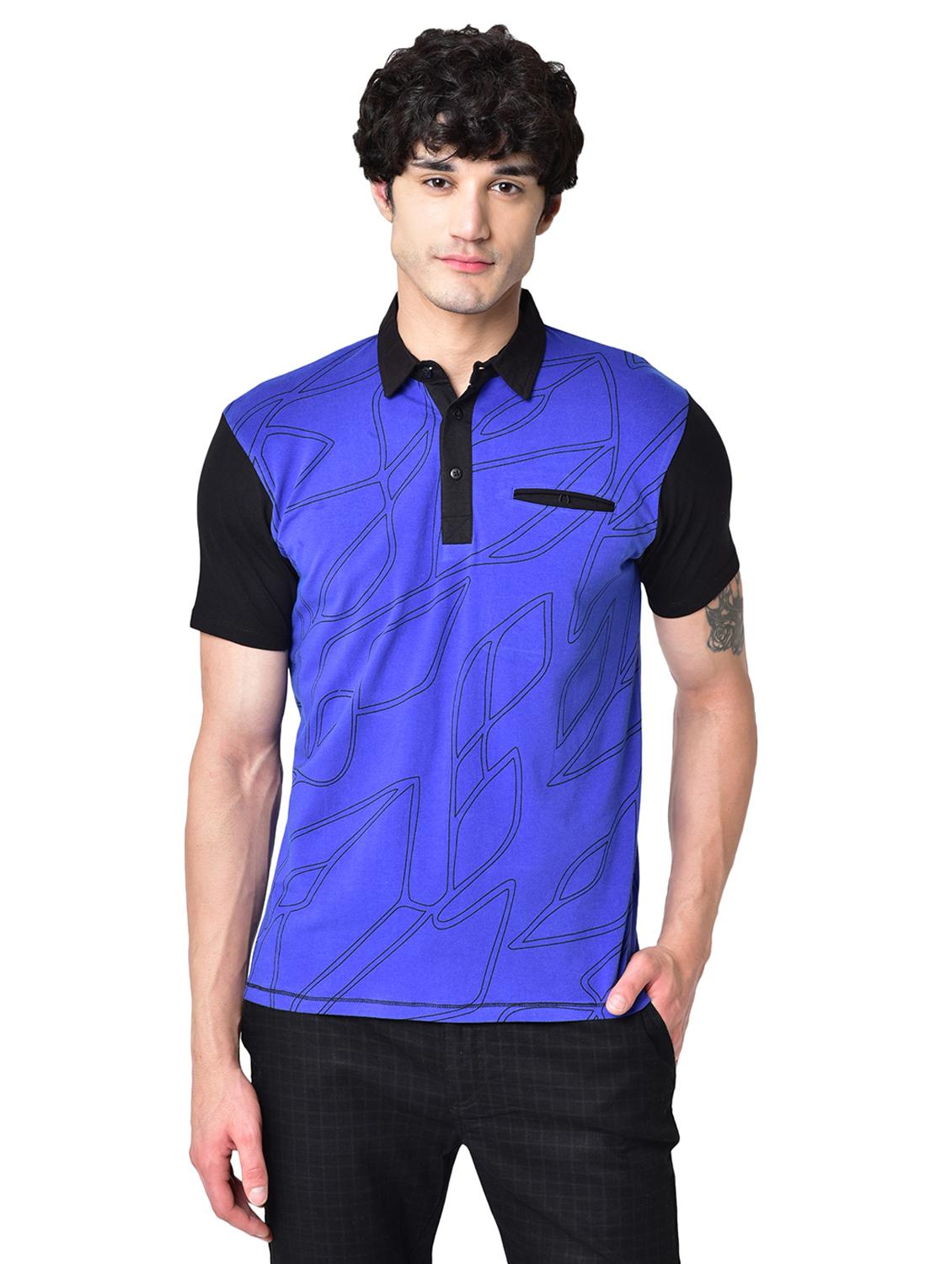 blue printed organic cotton collared t-shirt - 16699268 - Zoom Image - 0
