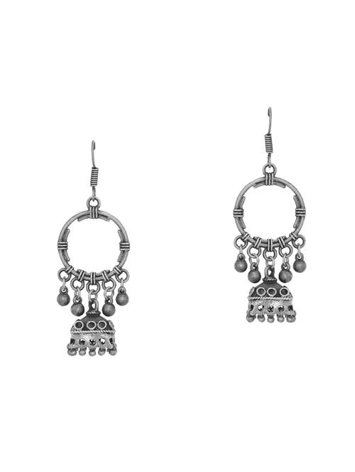 silver brass jhumka earring - 16700065 - Very Small Image - 1