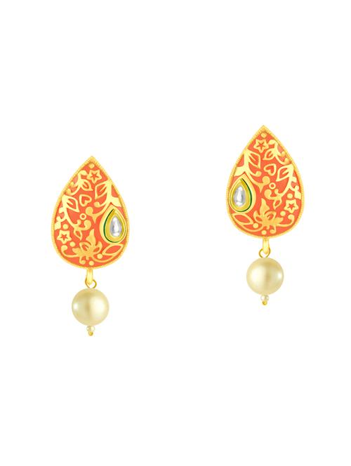 orange metal drop earring - 16711466 - Very Small Image - 1