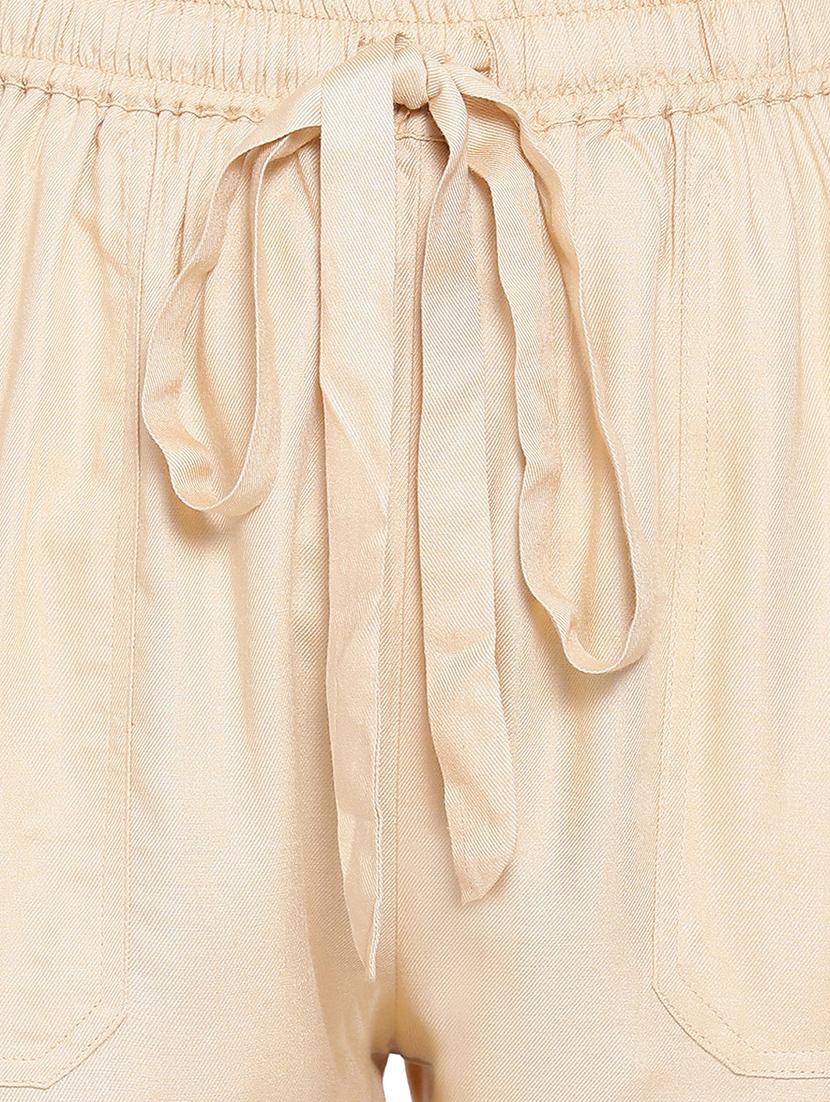 women solid beige flat front trouser - 16750623 - Zoom Image - 4