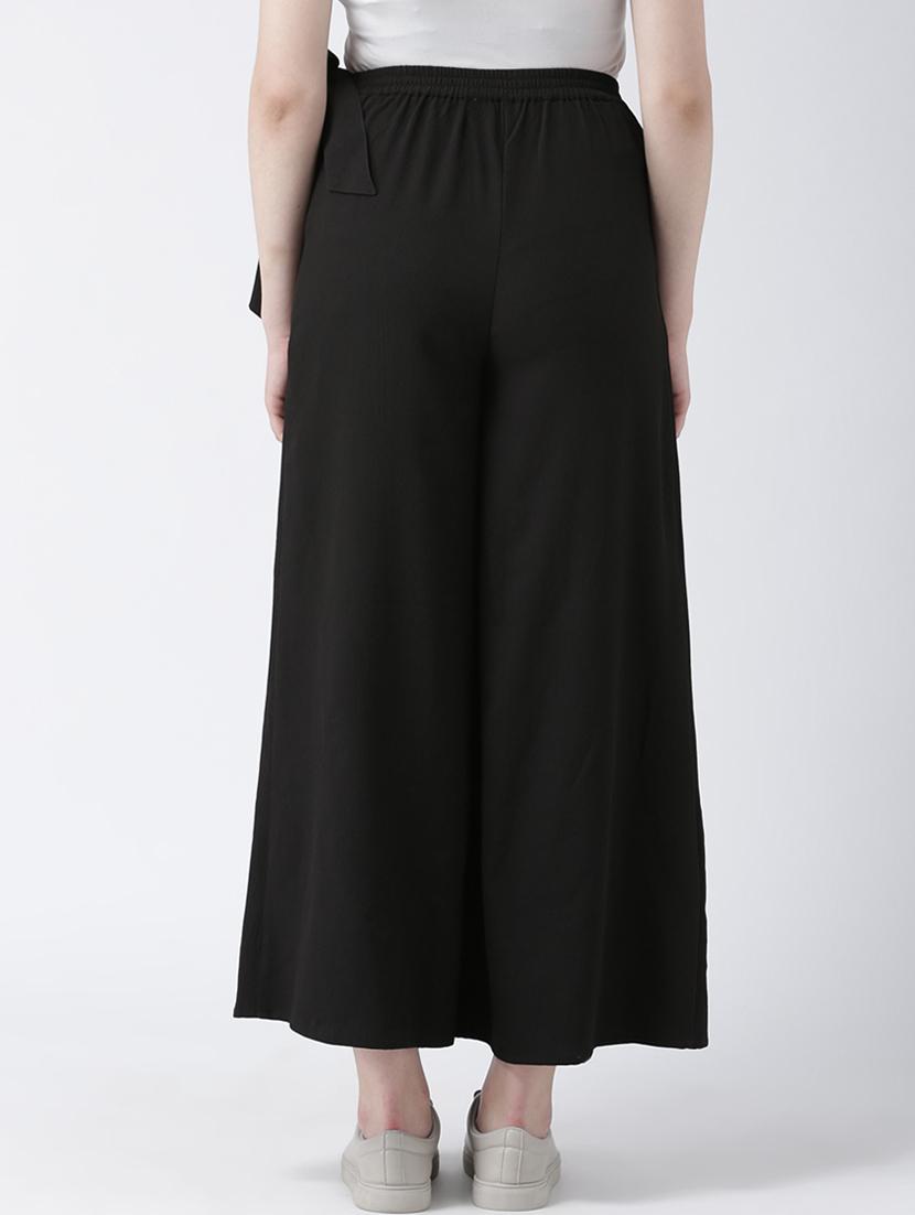 solid flat front wide leg overlap trouser - 16764389 - Standard Image - 2
