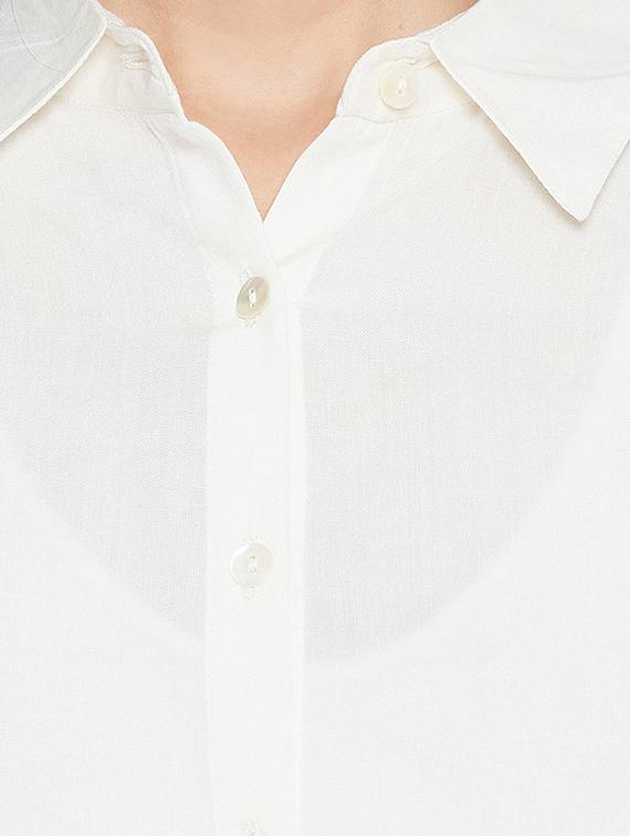 roll up sleeved curved hem shirt - 16764551 - Zoom Image - 4