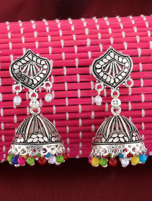 multi colored metal jhumka earring - 16774583 - Very Small Image - 1