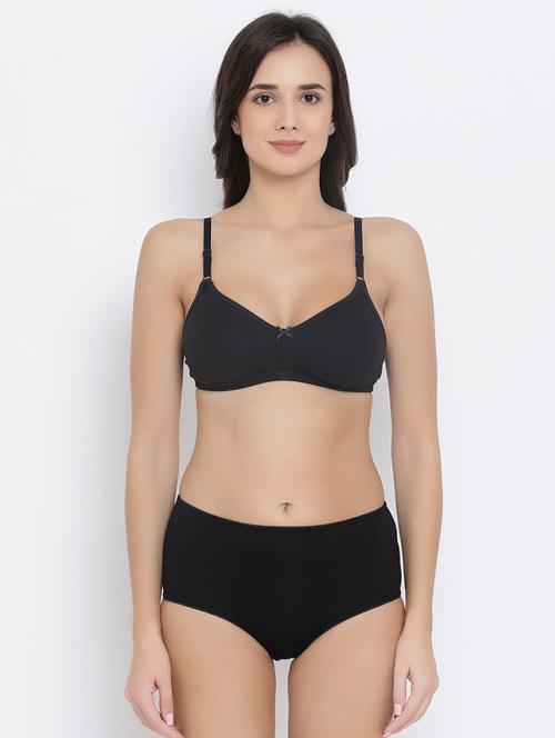 Bow Patch Solid Bra And Panty Set - 16783155 - Very Small Image - 1