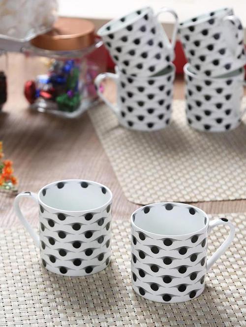 bone china cup set with inner chain & black design. ( set of 6) - 16798211 - Very Small Image - 1