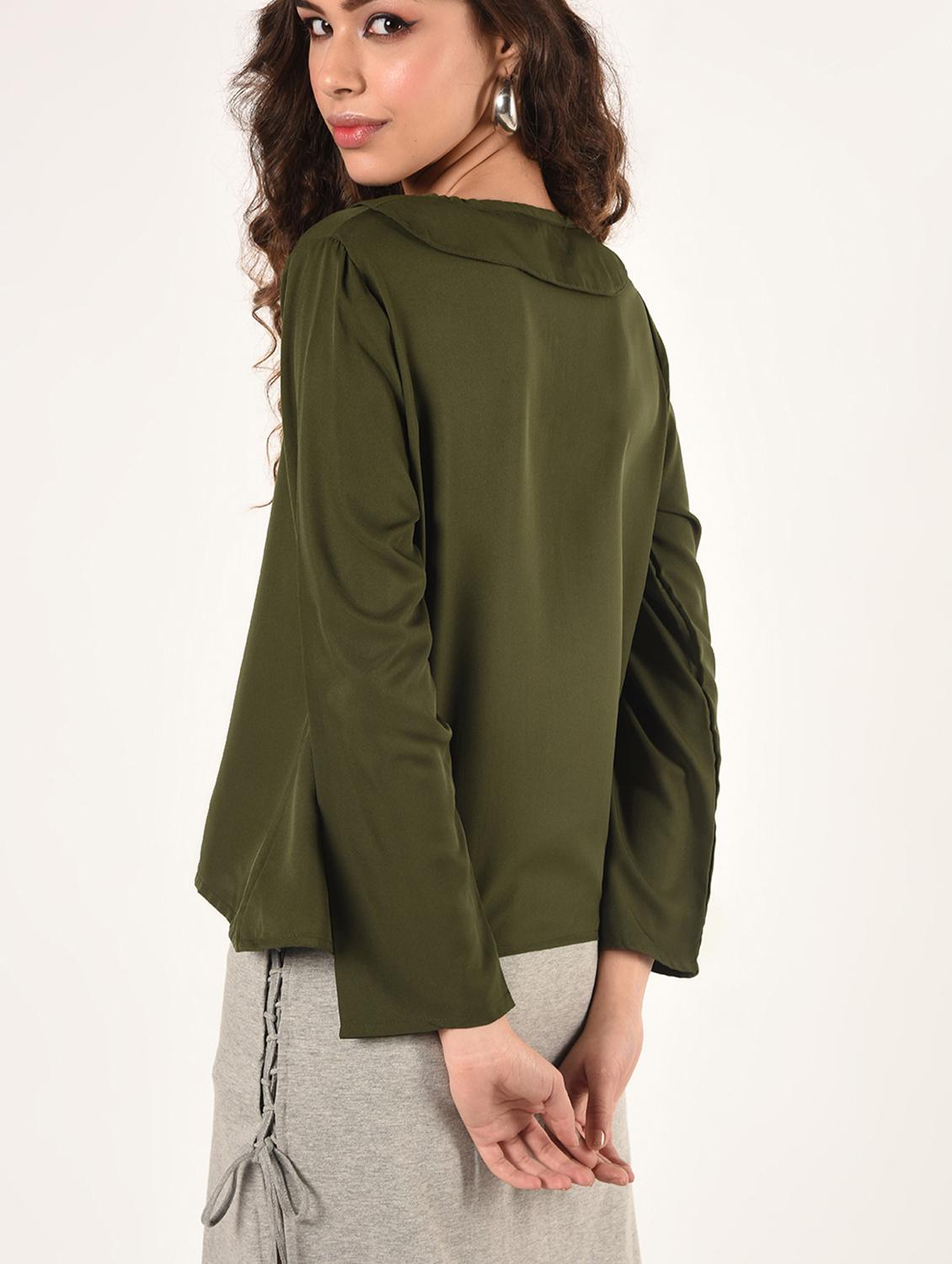 women's straight tie-up neck top - 16802329 - Standard Image - 3