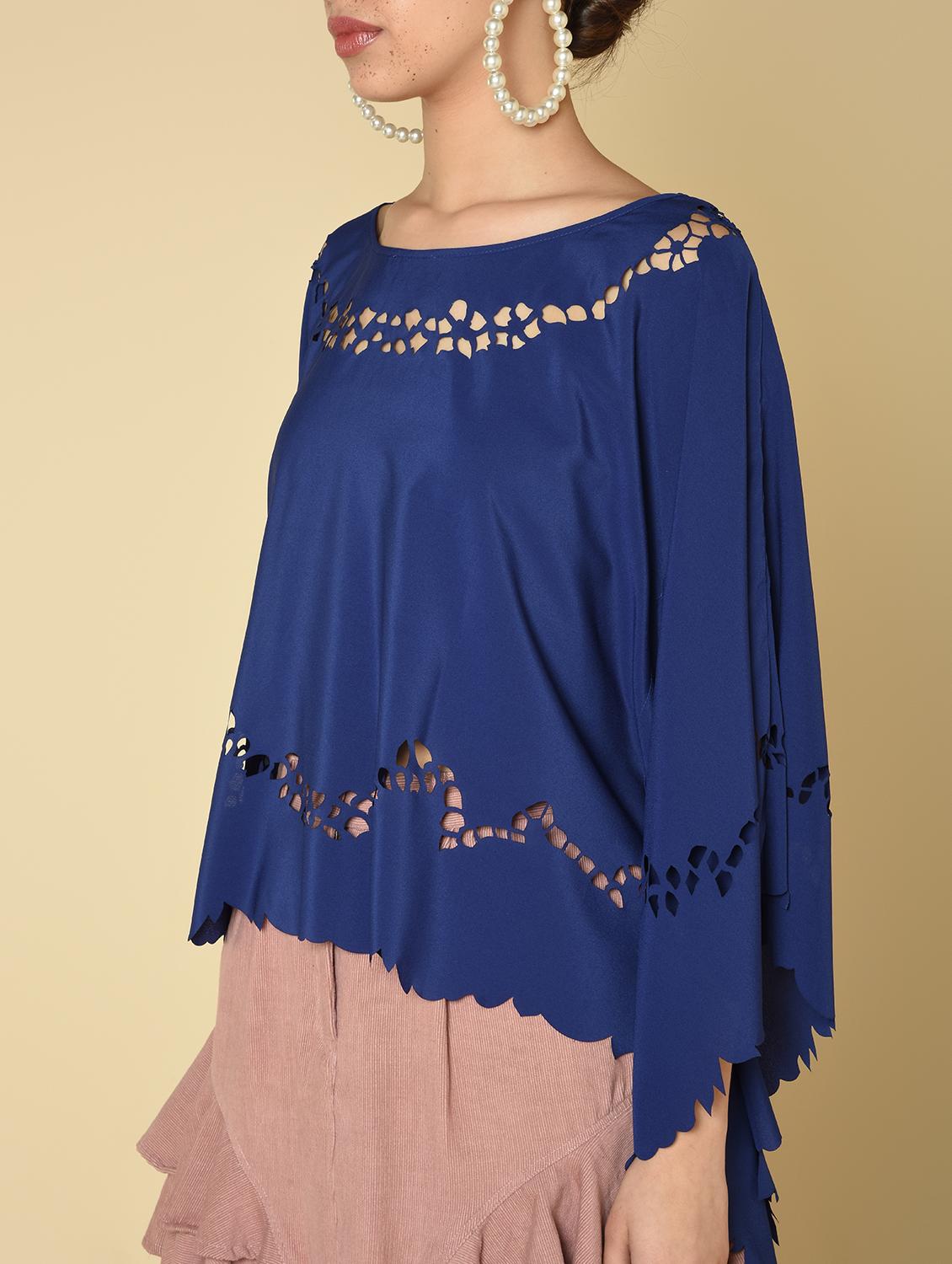 cut out detail asymmetric poncho - 16810946 - Standard Image - 4