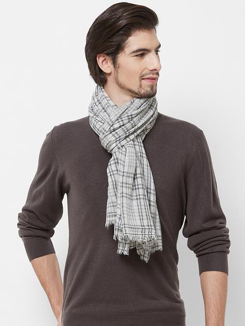 white checkered woolen muffler - 16824887 - Very Small Image - 1