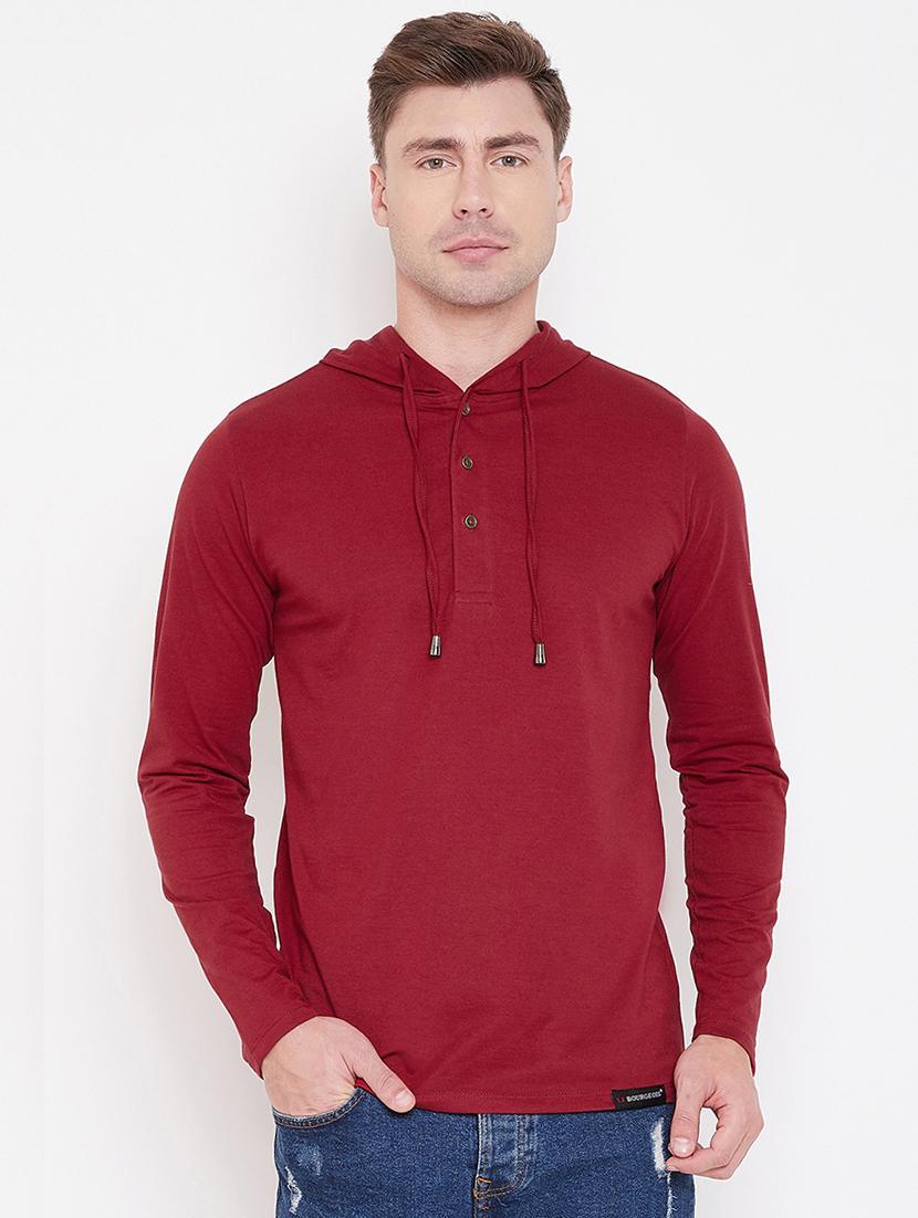 maroon solid t-shirt - 16828105 - Zoom Image - 0
