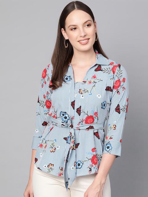 tie front striped top  - 16844334 - Very Small Image - 1