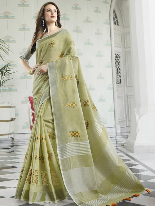 self design embroidered saree with blouse - 16881188 - Very Small Image - 1