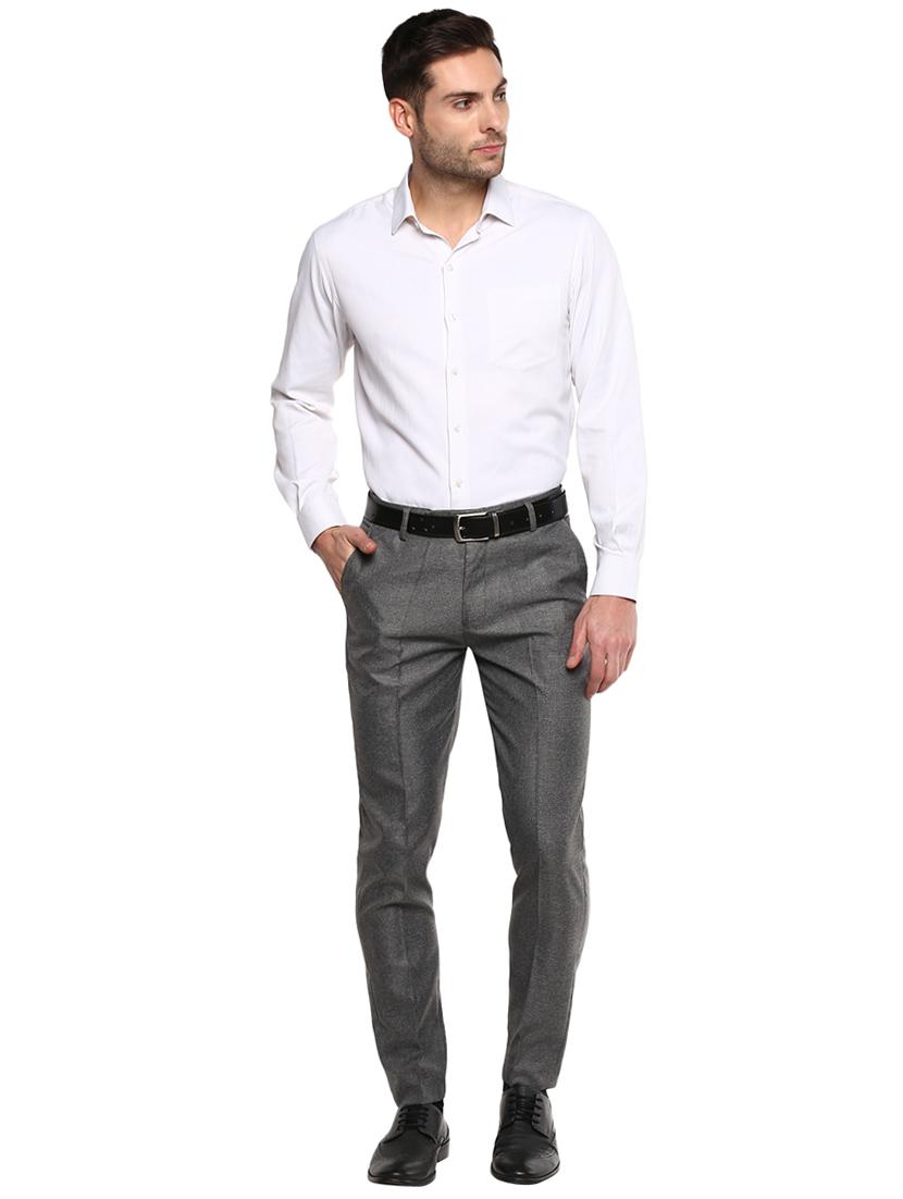grey solid flat front formal trouser - 16885176 - Standard Image - 3