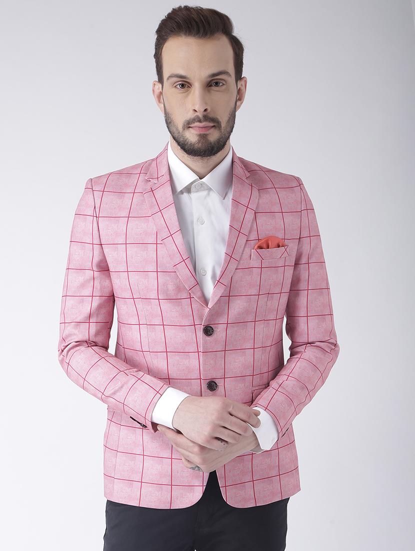 pink checkered single breasted casual blazer - 16891019 -  Standard Image - 1