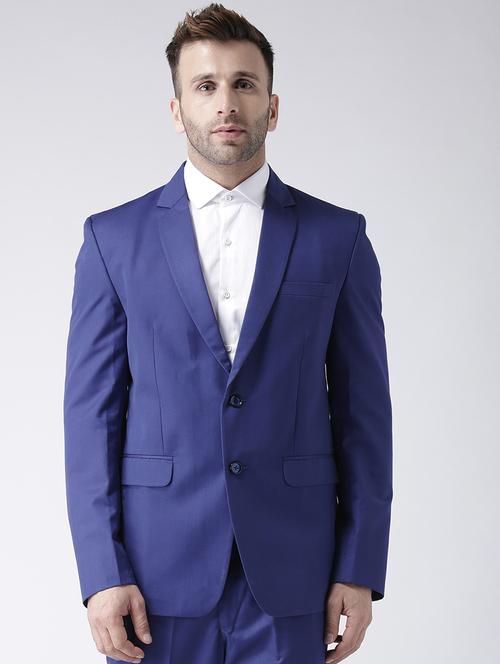 blue solid single breasted casual blazer - 16891160 - Very Small Image - 1