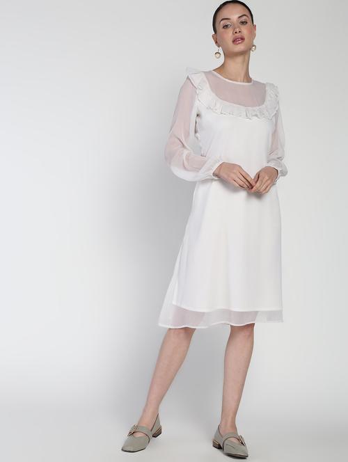 sheer panel frill detail a-line dress  - 16911312 - Very Small Image - 1