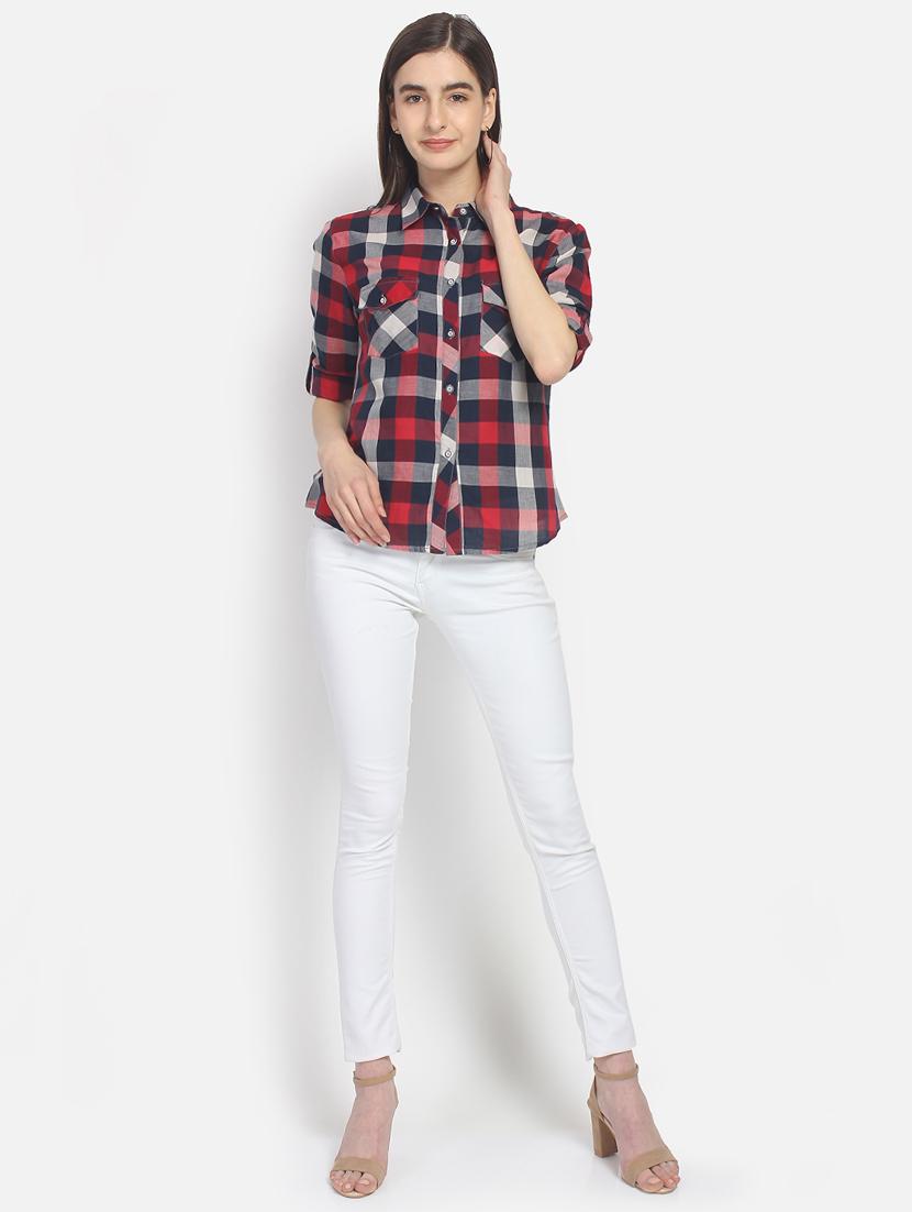 turn up sleeves checkered shirt - 16918079 - Zoom Image - 3