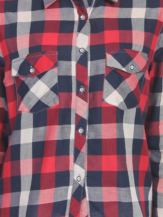 turn up sleeves checkered shirt - 16918079 - Standard Image - 4